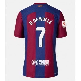 Damen Fußballbekleidung Barcelona Ousmane Dembele #7 Heimtrikot 2023-24 Kurzarm